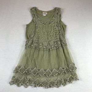 Daytrip Sleeveless Top Size M Lace Overlay Surplus Green